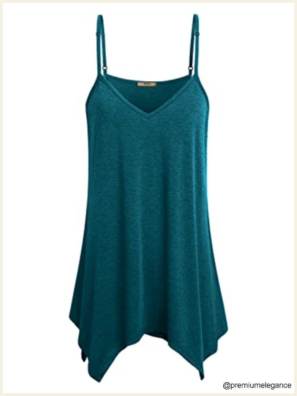 Handkerchief Hem Sleeveless Flowy Tunic Cami Adjustable Spaghetti Strap Long